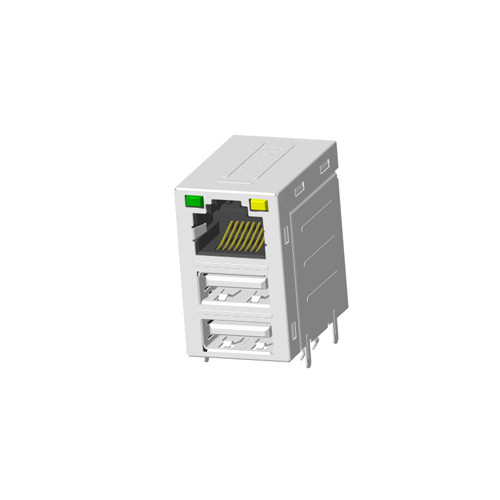 RJ45 1X1 雙USB 2.0 帶燈 帶屏蔽 無彈片網絡接口