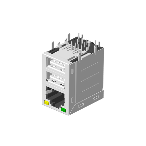 RJ45 1X1 雙USB 2.0 帶燈 帶屏蔽 無彈片網絡接口
